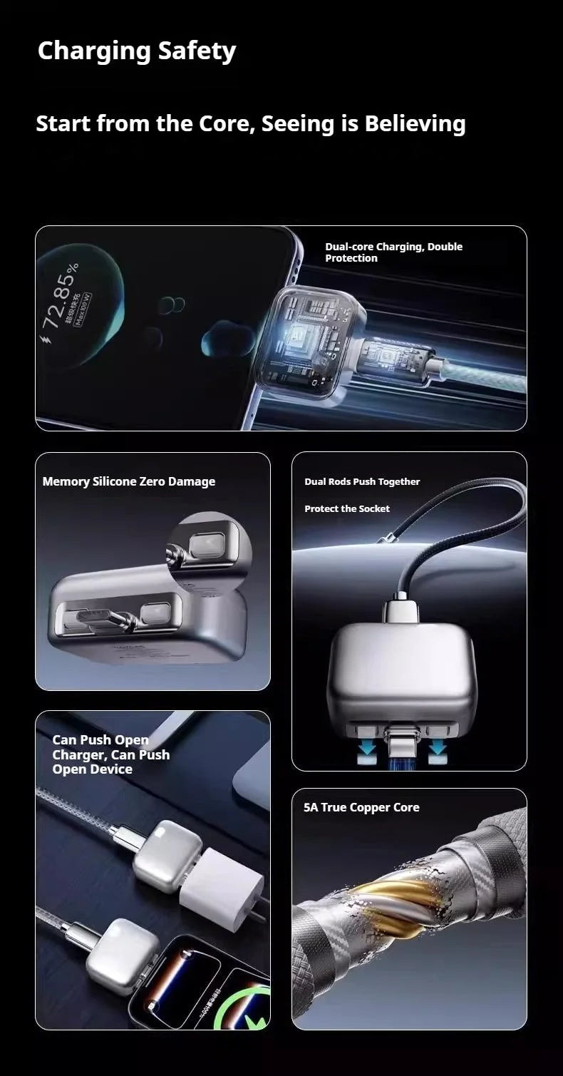 140W Smart Full Charge Self-Cut Type-C Adapter, Universal Auto Disconnect for Night Charging, Overcharge Prevention Separator