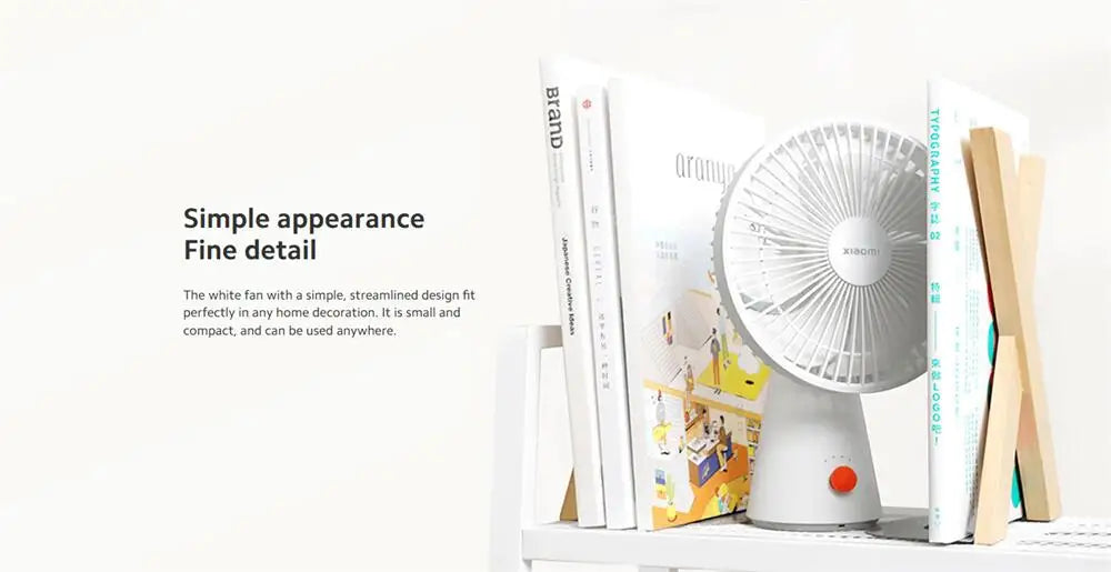 Mijia Portable Desk Fan USB Rechargeable Handheld Mini Electric Fans Cordless Air Cooling Small Fan 4 Gears Speed