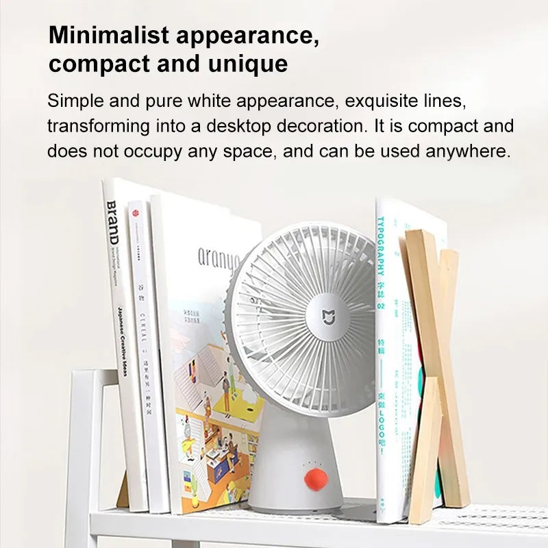 Mijia Portable Desk Fan USB Rechargeable Handheld Mini Electric Fans Cordless Air Cooling Small Fan 4 Gears Speed