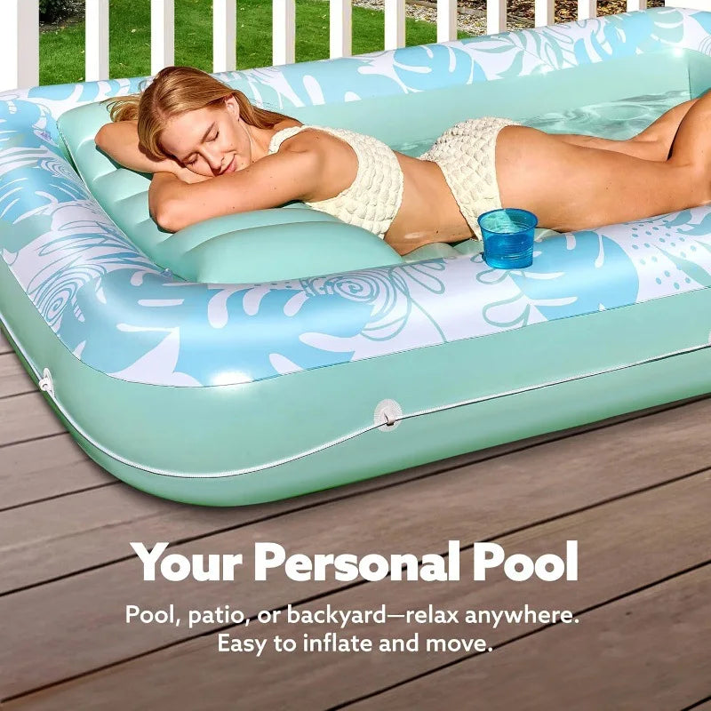 Pink Sun Pool Adult Inflatable Tanning Pool Lounger Large Size Sunbathing Tub Inflatable Floating Water Bed Pool Lounge Rest Tub