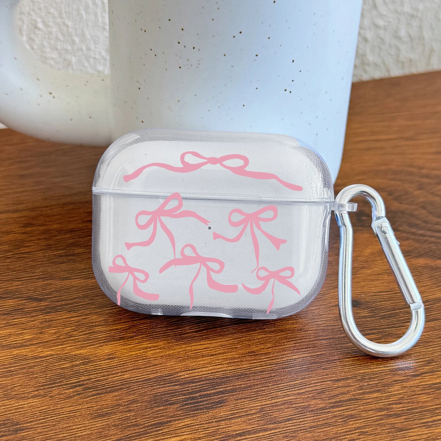 Pink Bow Designed Case For AirPods 4 3 1 2 Gen Earphone Protecitve Case For AirPods Pro2, Pro3,Pro Cover with Keychain Accessory