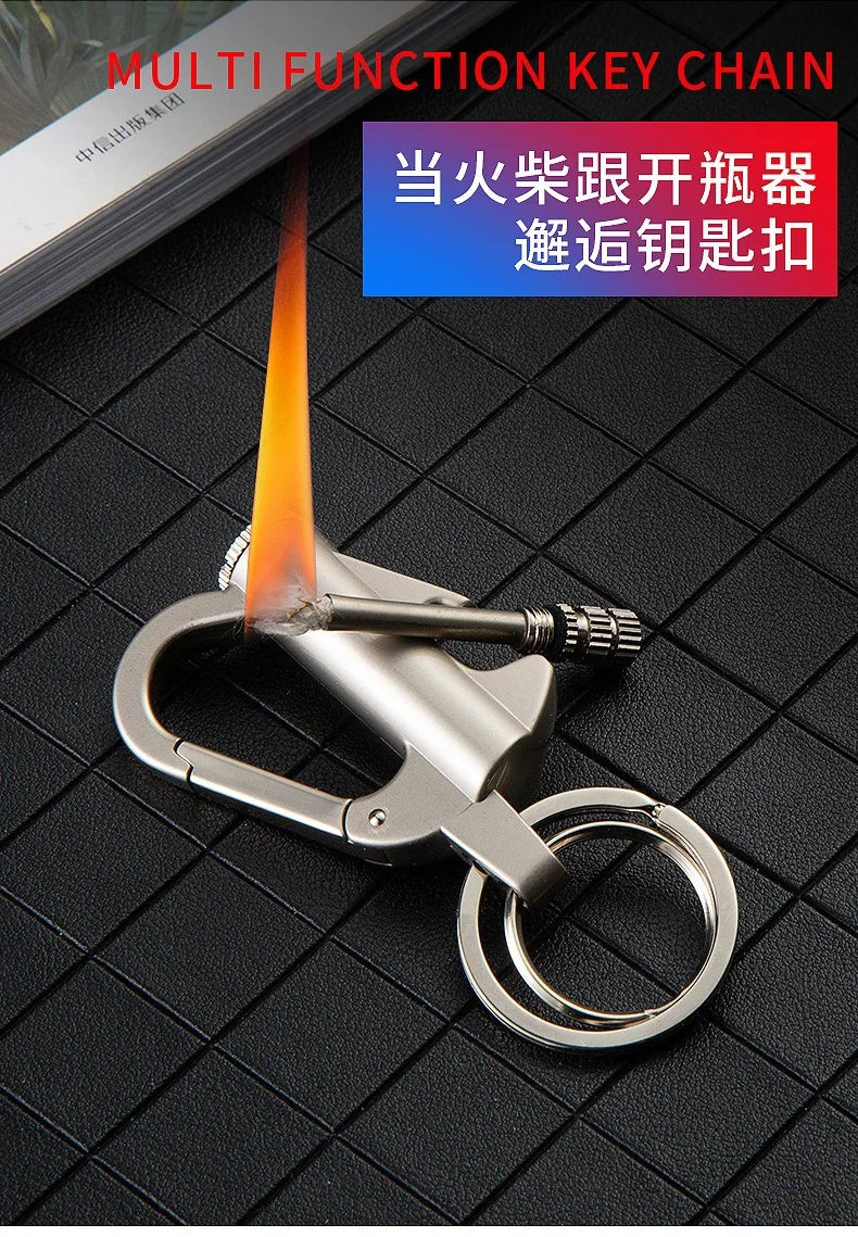 Multi functional Keychain Outdoor Match Fuel Oil Igniter Home Suitable Bottle Opener Metal Durable Lighter