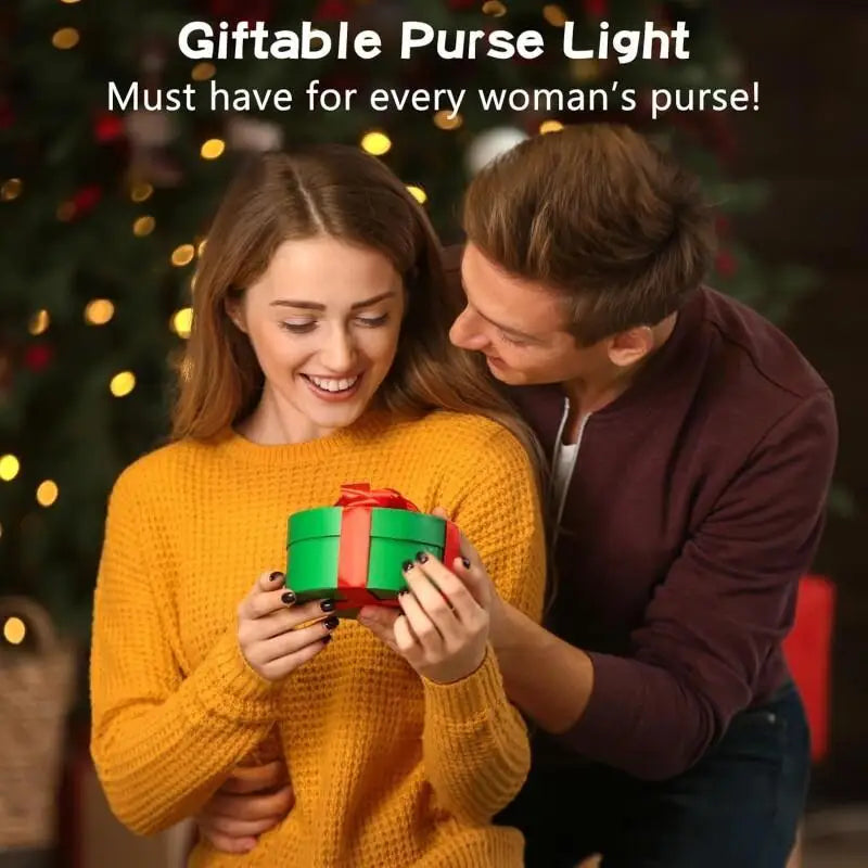 LED Handbag Light Bag Lamp Heart Round Shaped Touch Sensor Purse Light with Keychain Gifts for Women, Mother, Friends