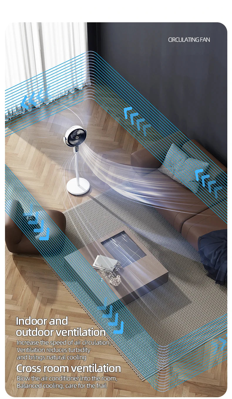 High Quality Floor Fan Air Circulation Fan Rechargeable DC 12V Fan 9000mAh Large Battery Scalable Fan Outdoor Fan with Remote