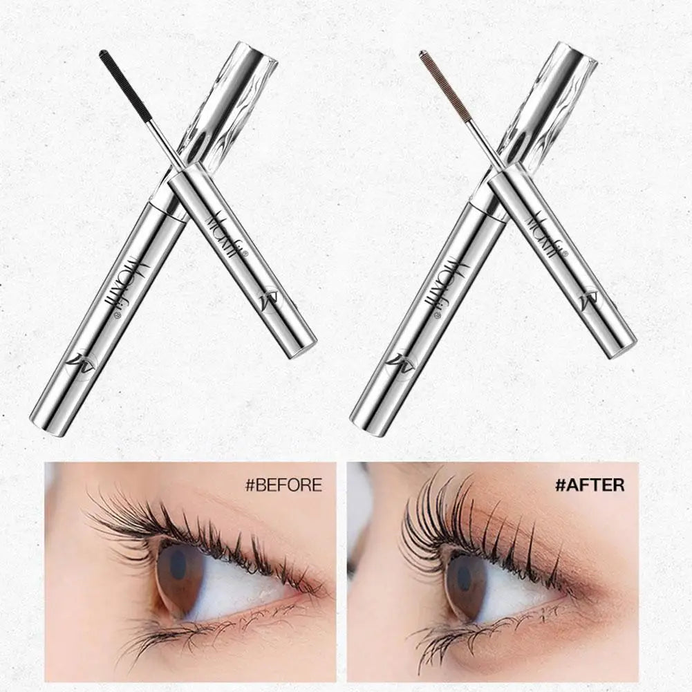 Metal Iron Lashes Mascara Waterproof Silk Fiber Mascara Black Long Curling Eyelash Extensions Non-clumping Eyes Makeup Cosmetics