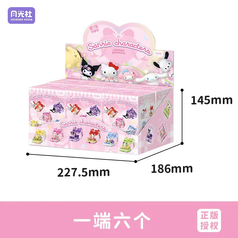 Sanrio perfume Bottle Flower Basket Building Block Ring Surprise Blind Box Toy Model Brick with Lighting Children Festival Gift
