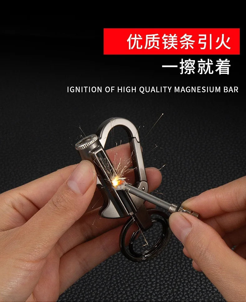 Multi functional Keychain Outdoor Match Fuel Oil Igniter Home Suitable Bottle Opener Metal Durable Lighter