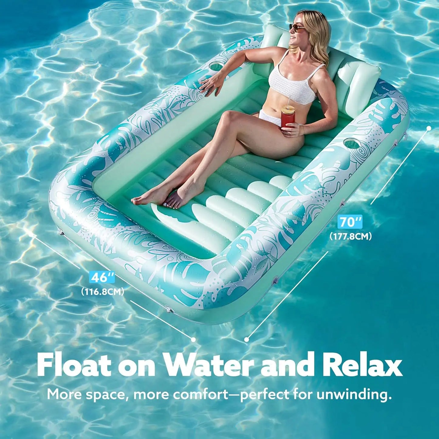 Pink Sun Pool Adult Inflatable Tanning Pool Lounger Large Size Sunbathing Tub Inflatable Floating Water Bed Pool Lounge Rest Tub