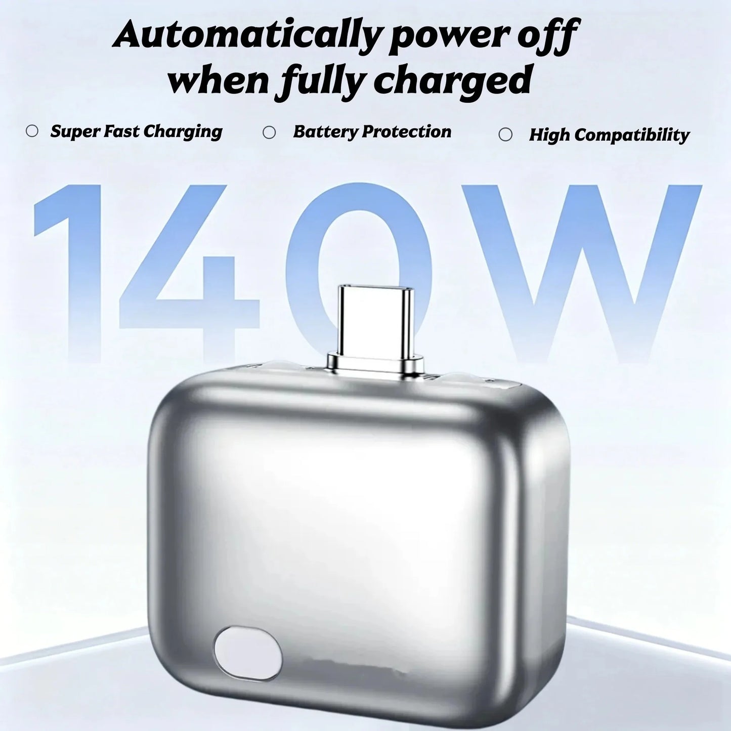 140W Smart Full Charge Self-Cut Type-C Adapter, Universal Auto Disconnect for Night Charging, Overcharge Prevention Separator