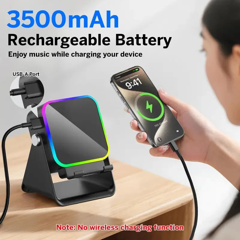 NEW 5 In 1 Auto-induction Wireless Induction Speaker 8 Mode RGB Light Phone Stand Surround Sound Portable Bluetooth Phone Holder