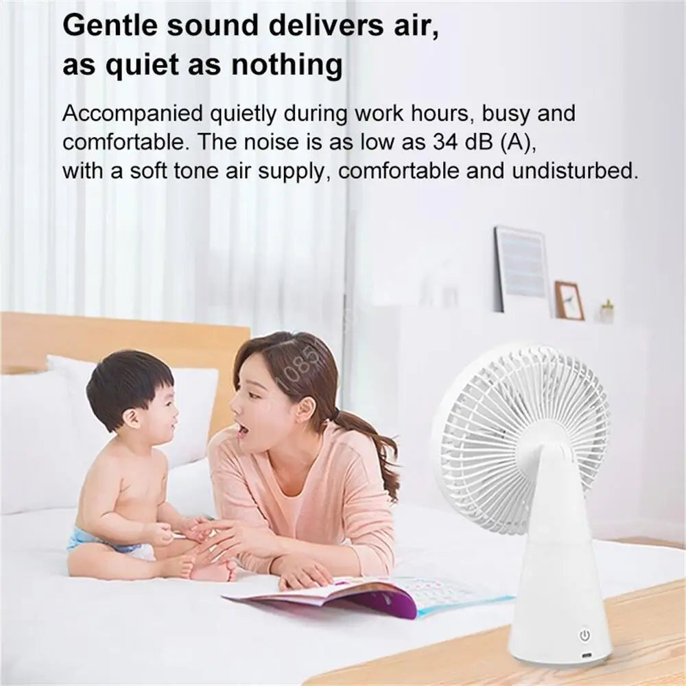 Mijia Portable Desk Fan USB Rechargeable Handheld Mini Electric Fans Cordless Air Cooling Small Fan 4 Gears Speed