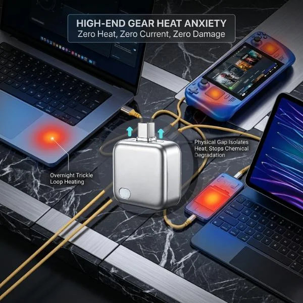 140W Smart Full Charge Self-Cut Type-C Adapter, Universal Auto Disconnect for Night Charging, Overcharge Prevention Separator