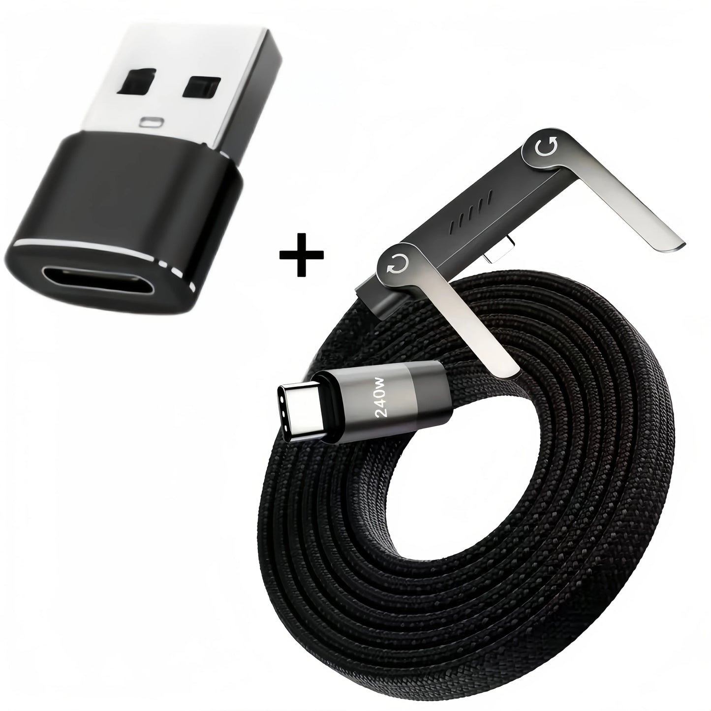 Foldable Charging Cable With Integrated Stand Fast Charging Cable Phone Tablet 240W Ultra-Fast Data Cable Phone Holder