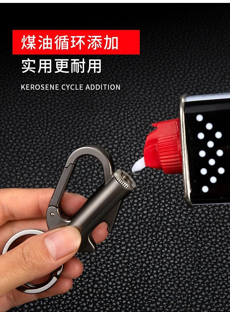 Multi functional Keychain Outdoor Match Fuel Oil Igniter Home Suitable Bottle Opener Metal Durable Lighter