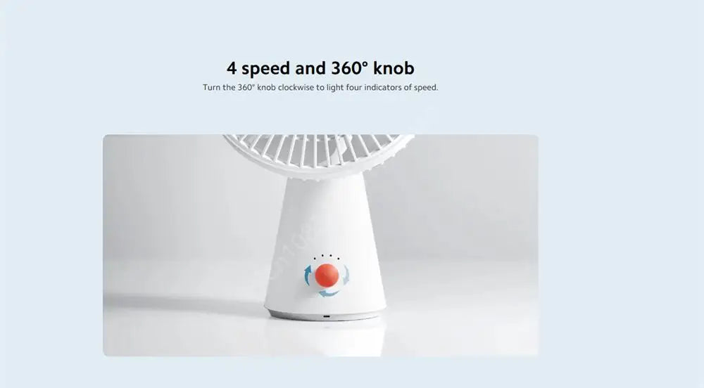Mijia Portable Desk Fan USB Rechargeable Handheld Mini Electric Fans Cordless Air Cooling Small Fan 4 Gears Speed