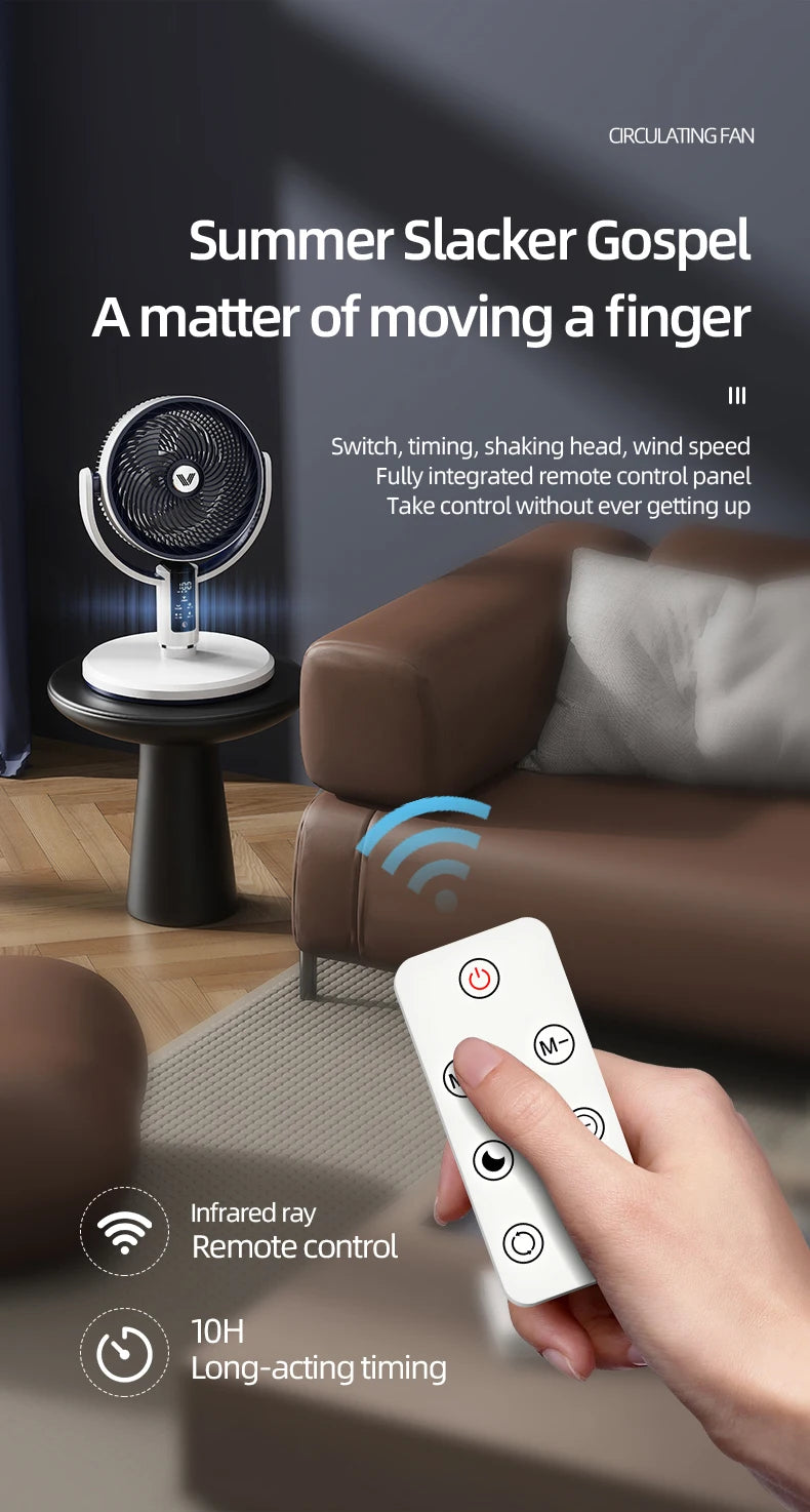 High Quality Floor Fan Air Circulation Fan Rechargeable DC 12V Fan 9000mAh Large Battery Scalable Fan Outdoor Fan with Remote
