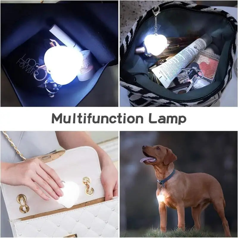 LED Handbag Light Bag Lamp Heart Round Shaped Touch Sensor Purse Light with Keychain Gifts for Women, Mother, Friends