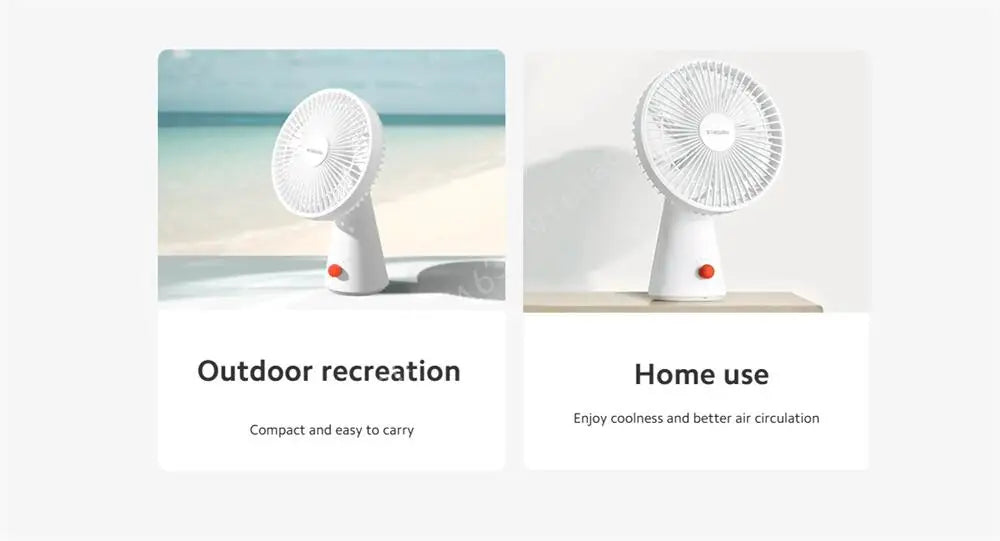 Mijia Portable Desk Fan USB Rechargeable Handheld Mini Electric Fans Cordless Air Cooling Small Fan 4 Gears Speed