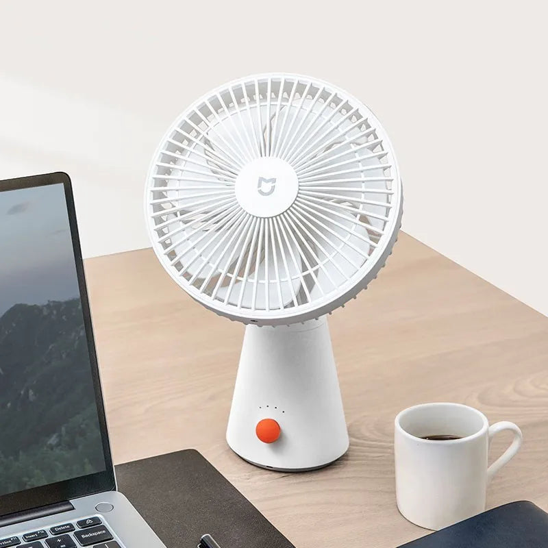 Mijia Portable Desk Fan USB Rechargeable Handheld Mini Electric Fans Cordless Air Cooling Small Fan 4 Gears Speed
