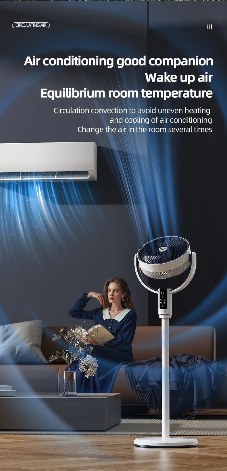 High Quality Floor Fan Air Circulation Fan Rechargeable DC 12V Fan 9000mAh Large Battery Scalable Fan Outdoor Fan with Remote