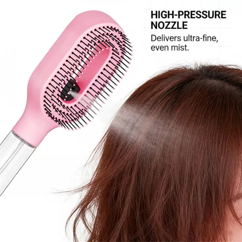 Spray Styling Comb 2 in 1 Portable Hair Brush with Water Spray Anti-static Detangling Brush Wet & Dry Dual Use Hair Styling Tool