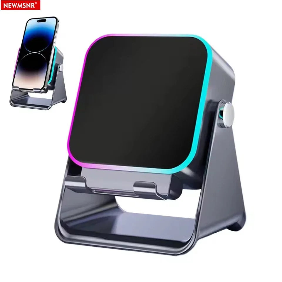 NEW 5 In 1 Auto-induction Wireless Induction Speaker 8 Mode RGB Light Phone Stand Surround Sound Portable Bluetooth Phone Holder