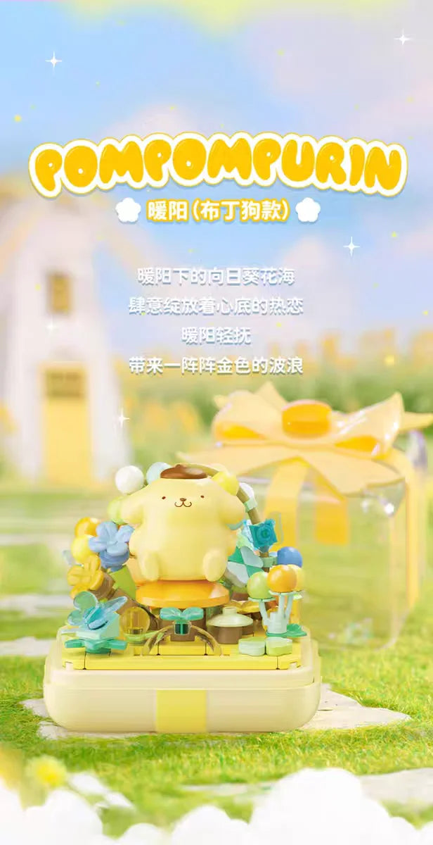 Sanrio perfume Bottle Flower Basket Building Block Ring Surprise Blind Box Toy Model Brick with Lighting Children Festival Gift