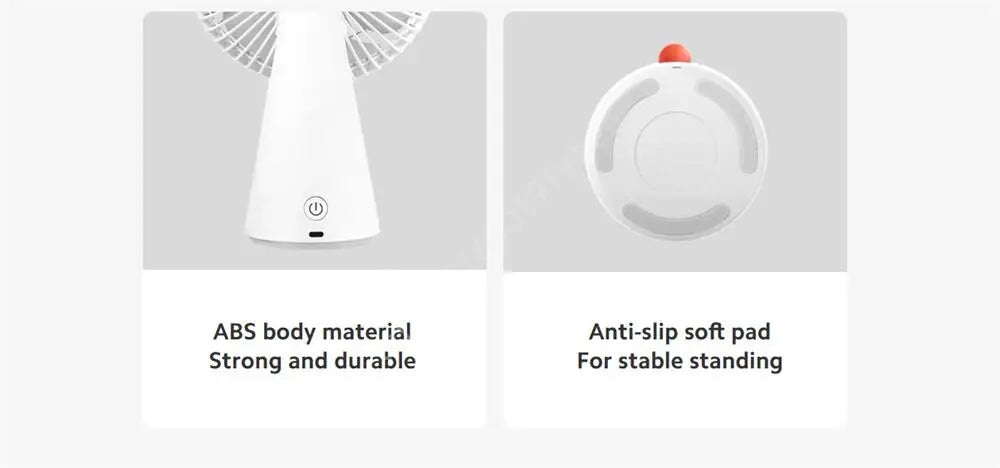 Mijia Portable Desk Fan USB Rechargeable Handheld Mini Electric Fans Cordless Air Cooling Small Fan 4 Gears Speed