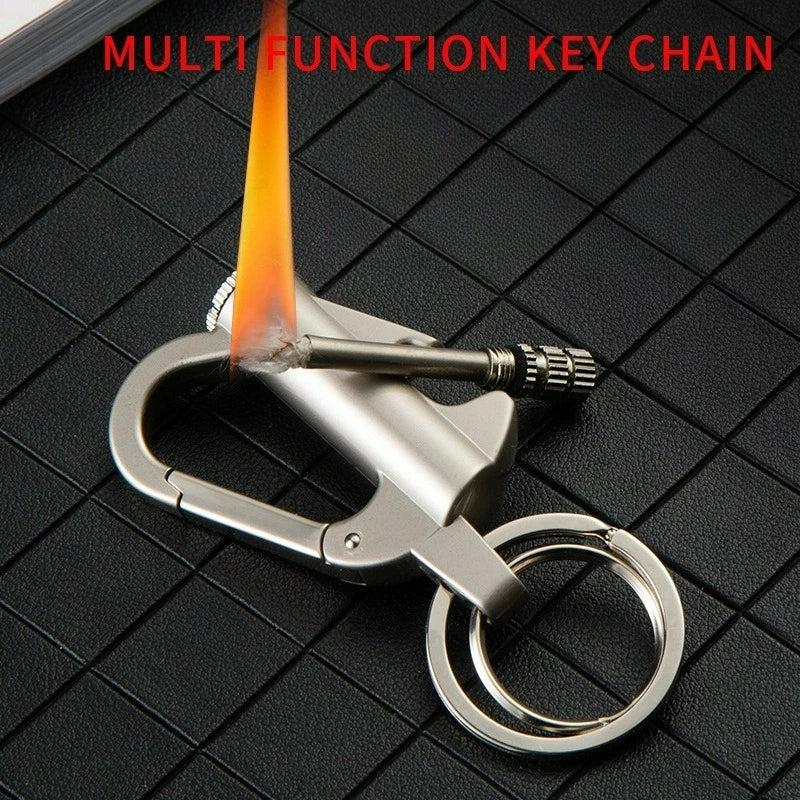 Multi functional Keychain Outdoor Match Fuel Oil Igniter Home Suitable Bottle Opener Metal Durable Lighter